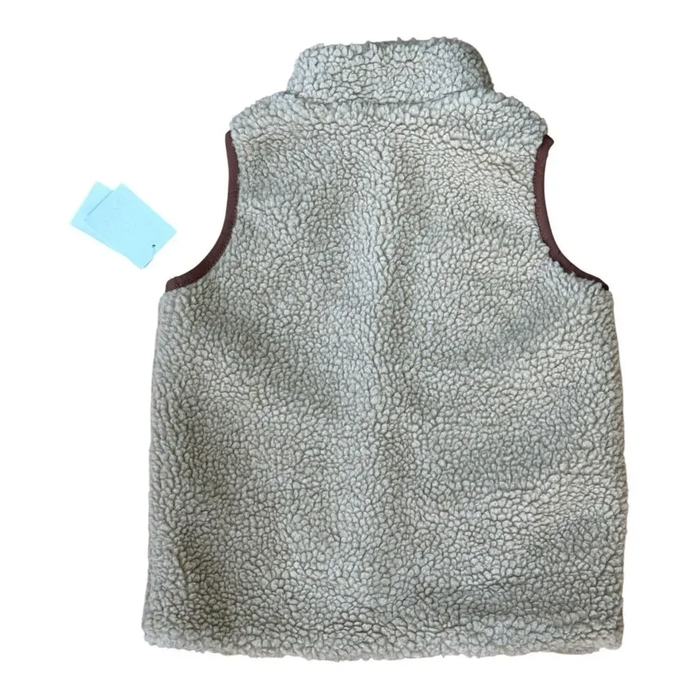 4T Toddler Sherpa Fleece Vest Brown Quilt Pockets 7 For All Mankind NWT - Back t